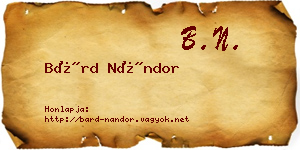 Bárd Nándor névjegykártya
